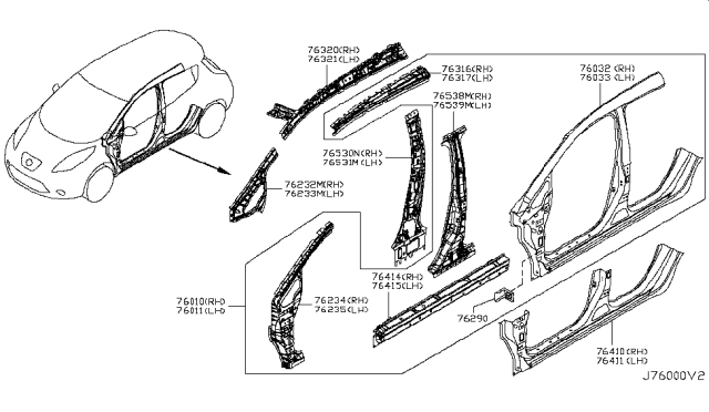 2011 Nissan Leaf Body Side Panel Diagram 1
