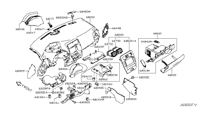 2012 Nissan Leaf Cover-Box Diagram for 68520-3NA0A