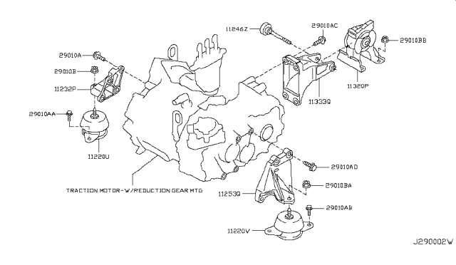 2011 Nissan Leaf Insulator Assy-Motor Mounting,Rear Diagram for 11320-3NA0A