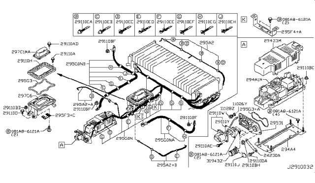 2012 Nissan Leaf Seal - Battery Diagram for 295G3-3NA0B