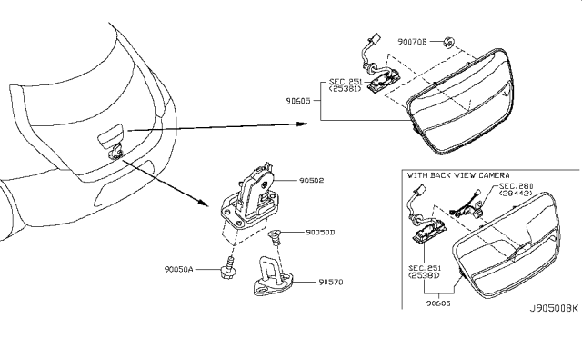 2011 Nissan Leaf Tailgate Handle Diagram for 90606-3ND4B