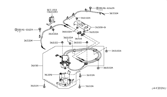 2011 Nissan Leaf Actuator Assy-Parking Brake Diagram for 36035-3NA0A