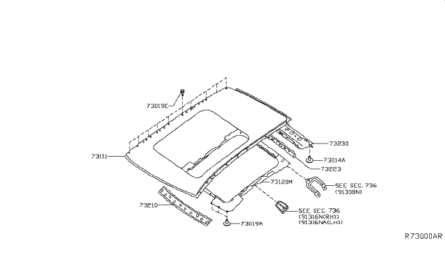 2016 Nissan Murano Roof Panel & Fitting Diagram 3