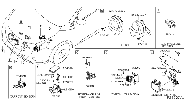 2017 Nissan Murano Sensor Unit-Distance Diagram for 28438-5BA1B