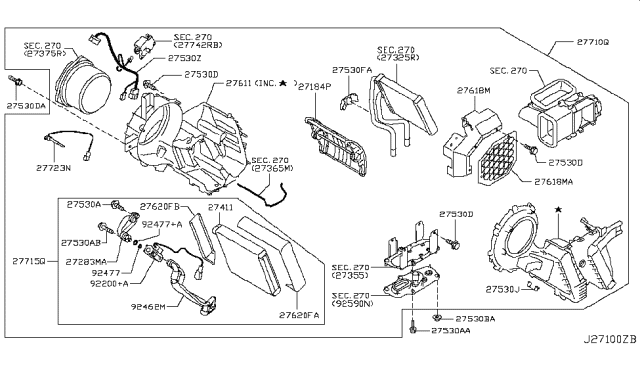 2019 Nissan Armada Cooling Unit Diagram for 27401-1LA2A