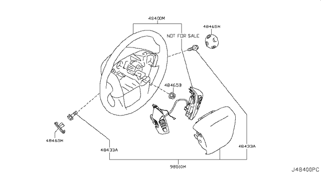 2019 Nissan Armada Air Bag Driver Side Module Assembly Diagram for K8510-6GY1A