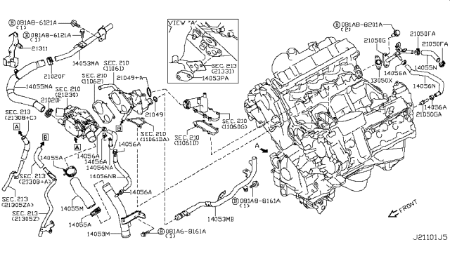 2019 Nissan Armada Connector Suction Diagram for 14875-1LA1A
