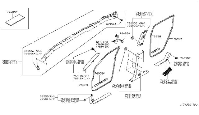 2019 Nissan Armada Plate-Kicking,Rear Outer LH Diagram for 769B3-1LB0B
