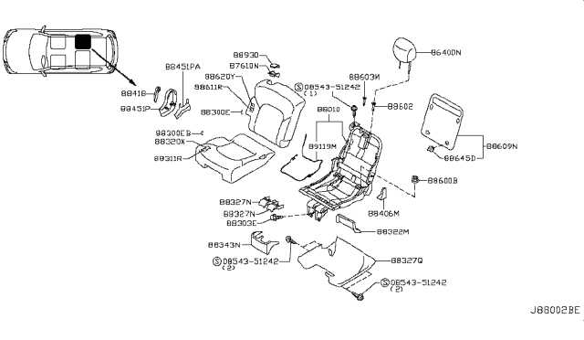 2019 Nissan Armada Rear Seat Diagram 6