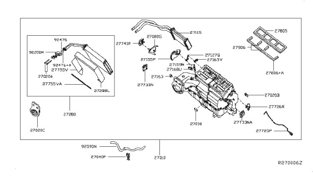 2019 Nissan NV EVAP Assembly-Front,W/EXP Valve Diagram for 27280-1PA5A
