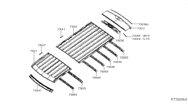 2015 Nissan NV Roof Panel & Fitting Diagram