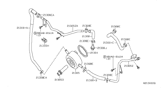 2012 Nissan NV Cooler Assembly-Oil Diagram for 21305-EA22B