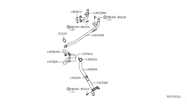 2017 Nissan NV Water Hose & Piping Diagram 1