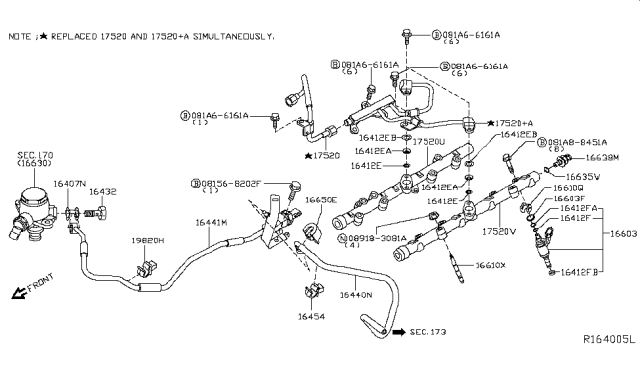 2019 Nissan NV O-Ring Sensor Diagram for 16618-1LA1B