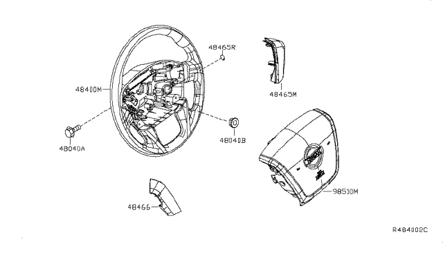 2015 Nissan NV Air Bag Driver Side Module Assembly Diagram for 98510-1PA8A
