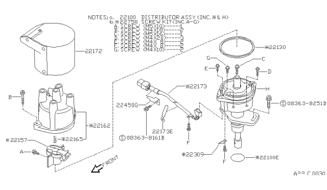 1991 Nissan 240SX Rotor-Head Diagram for 22157-53F11