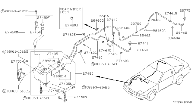 1993 Nissan 240SX Tank Assy-Windshield Washer Diagram for 28910-41F00