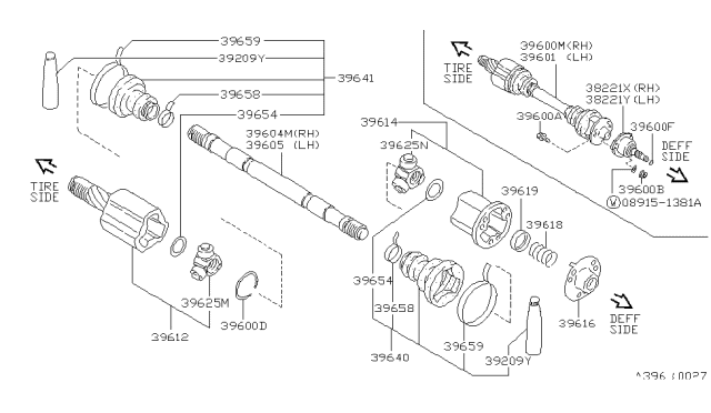 1993 Nissan 240SX Spider Slide Joint Diagram for 39720-10V10