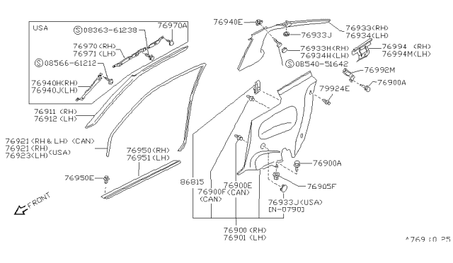 1990 Nissan 240SX Body Side Trimming Diagram 2
