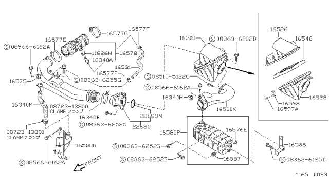 1991 Nissan 240SX Hose-Air Inlet Diagram for 14099-53F05
