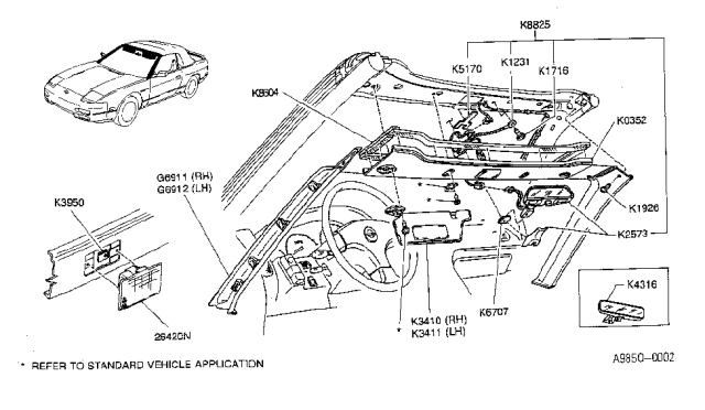 1992 Nissan 240SX Convertible Interior & Exterior Diagram 12