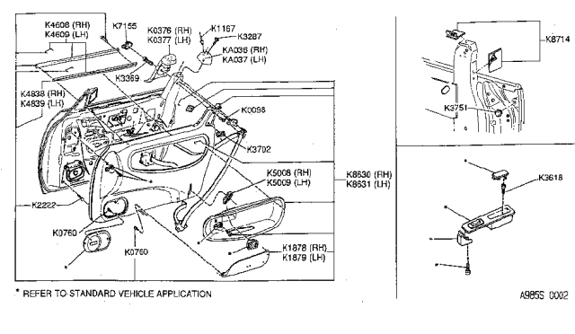1993 Nissan 240SX Ring Tower Cover Emblem Diagram for K7155-6X001