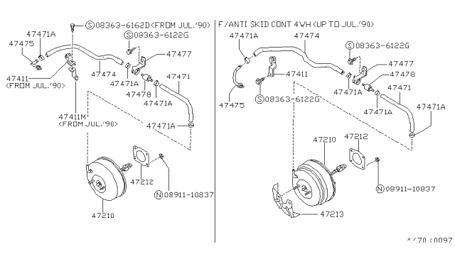 1994 Nissan 240SX Hose-Booster Diagram for 47471-40F00