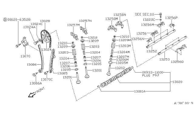 1990 Nissan 240SX Guide-Chain,Tension Side Diagram for 13085-53F00