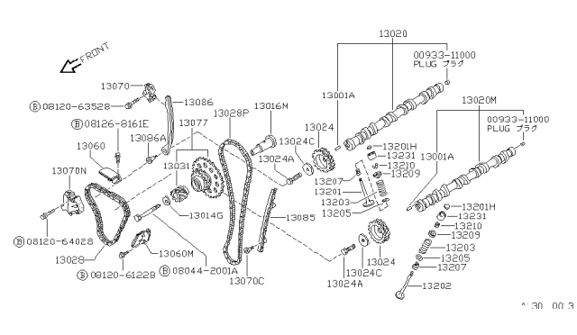 1992 Nissan 240SX TENSIONER-Chain Diagram for 13070-53F11