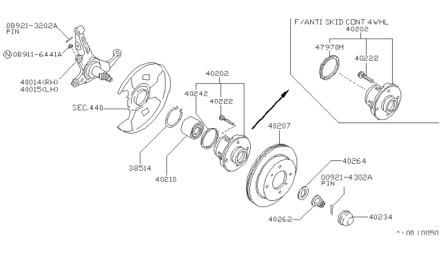 1991 Nissan 240SX Bearing Assembly-Front Wheel Inner Diagram for 40210-F6605