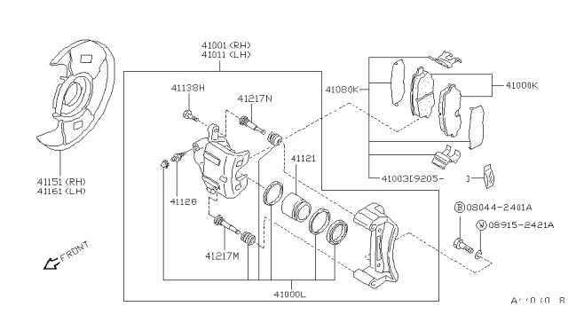 1989 Nissan 240SX CALIPER Assembly Front LH Diagram for 41011-44F00