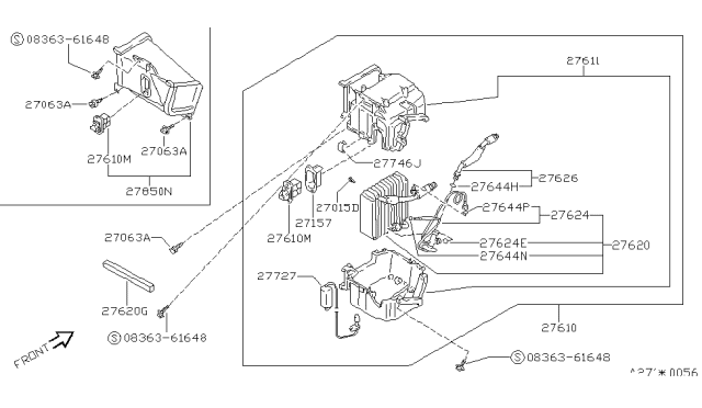 1994 Nissan 240SX Evaporator Assy-Cooler Diagram for 27280-53F01