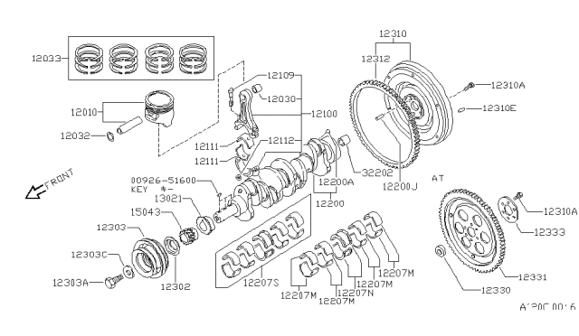 1990 Nissan 240SX Gear-CRANKSHAFT Oil Pump Diagram for 15043-40F00