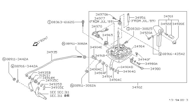 1992 Nissan 240SX Rod-Selector Diagram for 34935-36F00