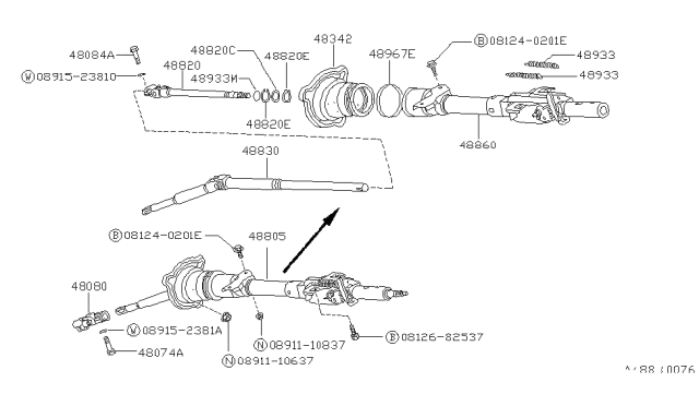 1993 Nissan 240SX Column Steering ABSORBER Diagram for 48805-40F63