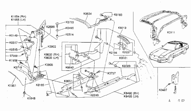 1993 Nissan 240SX Kit-Hardware Control Link To Rear Rail Diagram for K8213-6X101