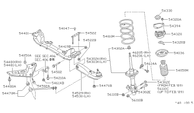 1989 Nissan 240SX Bumper Assembly Diagram for 54050-35F01