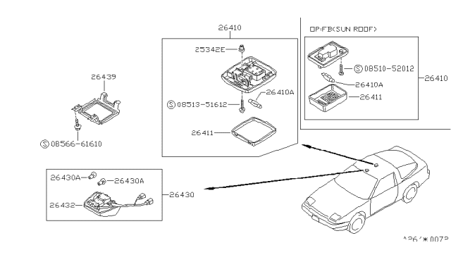 1993 Nissan 240SX Lamp Assembly-Room Diagram for 26410-40F02