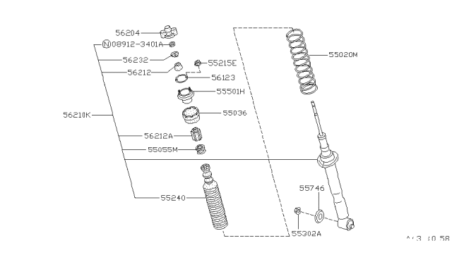 1990 Nissan 240SX Rear Shock Kit Diagram for 56210-53F25