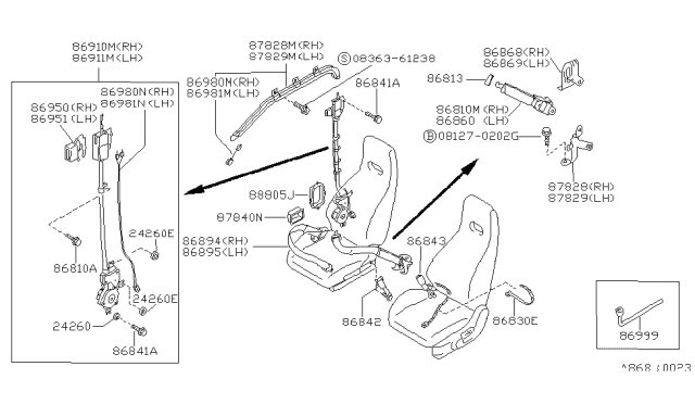 1990 Nissan 240SX Front Seat Belt Diagram
