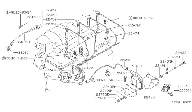1991 Nissan 240SX Sensor Assembly-Knock Diagram for 22060-30P00