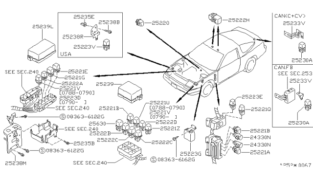 1993 Nissan 240SX Relay-Emission Diagram for 25230-79900