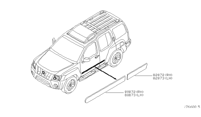 2012 Nissan Xterra Body Side Molding Diagram