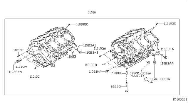 2014 Nissan Xterra Cylinder Block & Oil Pan Diagram 1