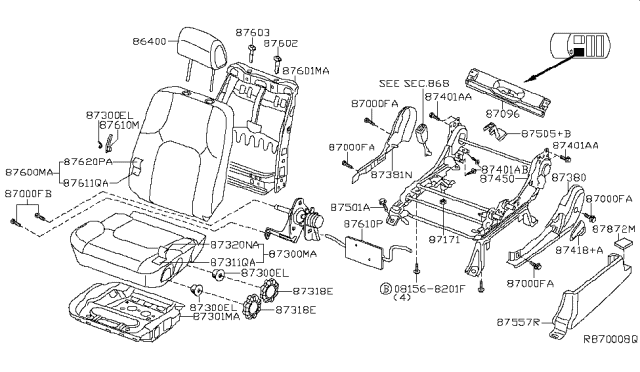 2008 Nissan Xterra Cushion Assembly - Front Seat Diagram for 87350-ZL00D