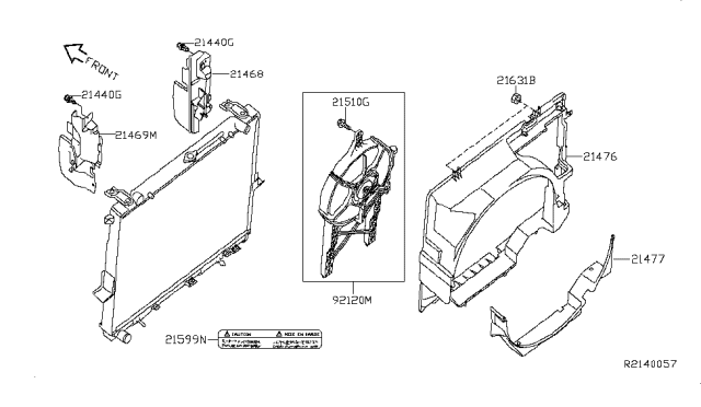 2014 Nissan Xterra Radiator,Shroud & Inverter Cooling Diagram 1