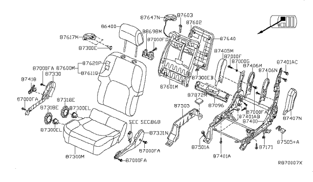 2009 Nissan Xterra Cushion Assembly - Front Seat Diagram for 87300-ZL05D