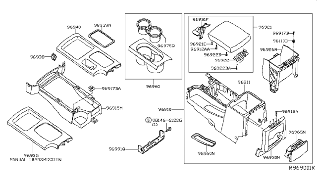 2014 Nissan Xterra Finisher-Console Box Diagram for 96930-EA062