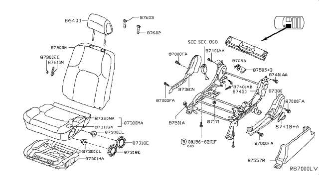 2013 Nissan Xterra Front Seat Diagram 1