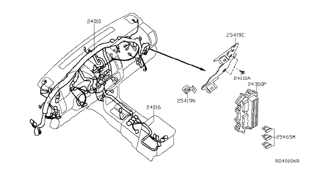 2008 Nissan Xterra Harness Assembly-Main Diagram for 24010-ZP72A